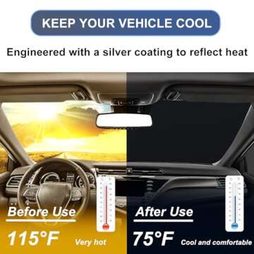 Windshield Sun Shade for 2018-2024 Toyota Camry Accessories Foldable Front Window Shade 310T Thicken...