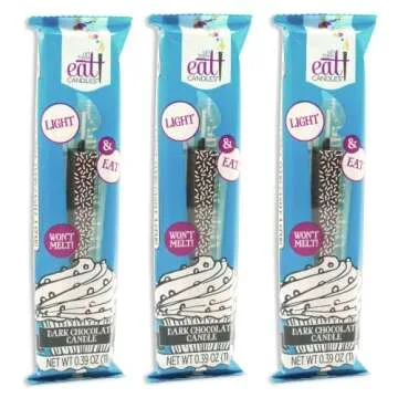 Let Them Eat Candles Edible Chocolate Birthday Candles, Dark Chocolate, Sprinkles, Set of 3
