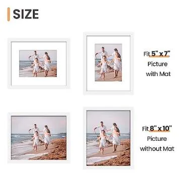 upsimples 8x10 Picture Frame Set of 5, Display Pictures 5x7 with Mat or 8 x 10 Without, Wall Gallery Photo Frames, White
