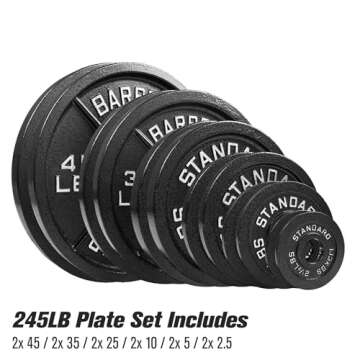 NEXO Premium Olympic Plates Set - 245lbs Durable Weight Plates