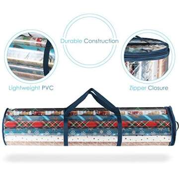 Hearth & Harbor Wrapping Paper Storage Container - Clear Wrapping Paper Holder Fits Up To 14 Rolls o...