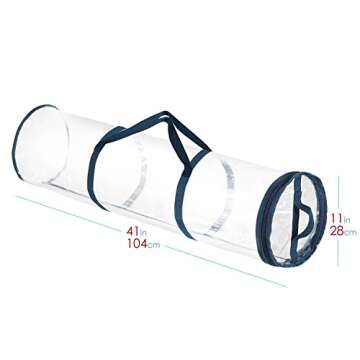 Hearth & Harbor Wrapping Paper Storage Container - Clear Wrapping Paper Holder Fits Up To 14 Rolls of 40" - Tear Proof Gift Wrapping Organizer Storage - Premium Christmas Storage Bag For Easy Carrying