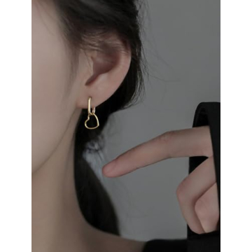 Reffeer Sterling Silver Heart Drop Earrings for Women