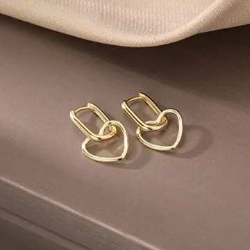 Reffeer Sterling Silver Heart Drop Earrings for Women