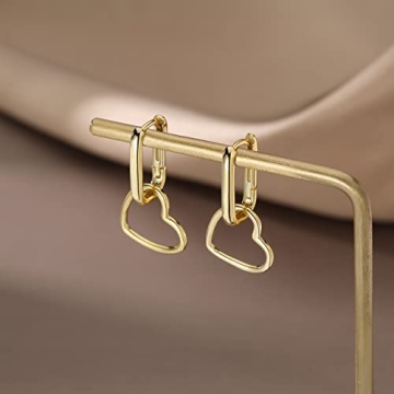 Reffeer Sterling Silver Heart Drop Earrings for Women