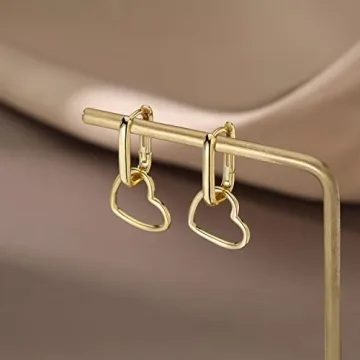 Reffeer Sterling Silver Heart Drop Earrings for Women