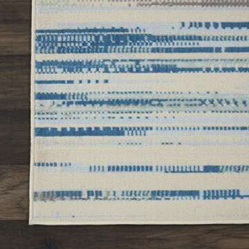 Nourison Jubilant Abstract Blue 7'10" x 9'10" Area Rug, Easy Cleaning, Non Shedding, Bed Room, Living Room, Dining Room, Kitchen (8x10)