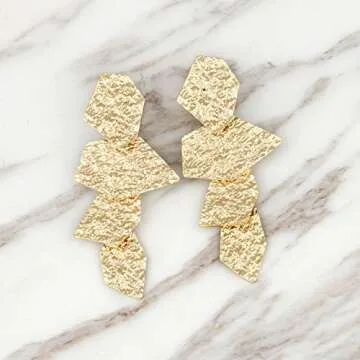 LILIE&WHITE Stylish Hammered Surface Earrings for Women