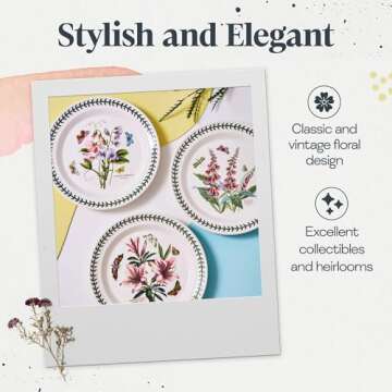 Portmeirion Botanic Garden 30-Piece Dinnerware Set - Nature-Inspired Floral Motifs - Dishwasher, Microwave, Freezer Safe Elegant Dining Plates, Bowls, Mugs - Fine Earthenware for Home Gatherings