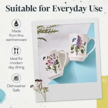 Portmeirion Botanic Garden 30-Piece Dinnerware Set - Nature-Inspired Floral Motifs - Dishwasher, Microwave, Freezer Safe Elegant Dining Plates, Bowls, Mugs - Fine Earthenware for Home Gatherings