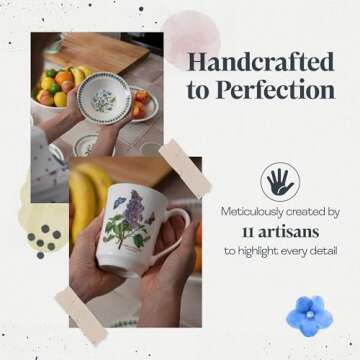 Portmeirion Botanic Garden 30-Piece Dinnerware Set - Nature-Inspired Floral Motifs - Dishwasher, Microwave, Freezer Safe Elegant Dining Plates, Bowls, Mugs - Fine Earthenware for Home Gatherings