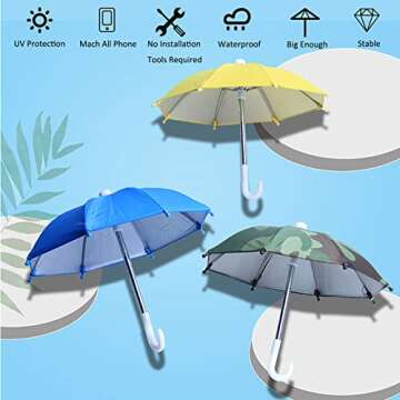 FantasyBear UV Protection Phone Mini Umbrella,Universal Adjustable Piggy Suction Cup Phone Stand Umbrella for Phone,Stand Sun Visor,Sun Shade Cover Sun Shield Phone Suction Cup Holder (Black)