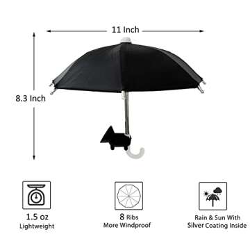 FantasyBear UV Protection Phone Mini Umbrella,Universal Adjustable Piggy Suction Cup Phone Stand Umbrella for Phone,Stand Sun Visor,Sun Shade Cover Sun Shield Phone Suction Cup Holder (Black)