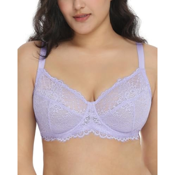 HSIA Minimizer Bra for Women - Plus Size Supportive Lace Unlined Bra in Purple