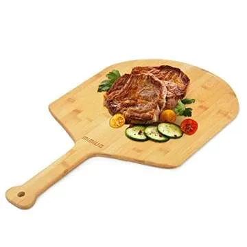 Mimiuo Natural Bamboo Pizza Peel - 12 Inch Wooden Spatula