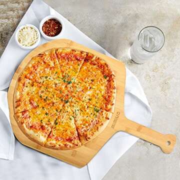 Mimiuo Natural Bamboo Pizza Peel - 12 Inch Wooden Spatula