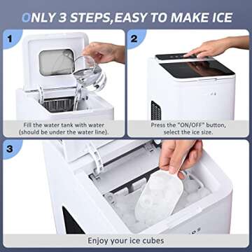 TENXOE Portable Ice Maker Compact Self-Cleaning 26lbs 8 Mins Ready