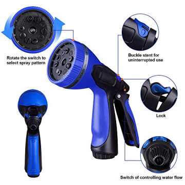 WOVUU Garden Hose Expandable 100FT,Flexible Durable Water Hose with 10 Spray Hose Nozzle/Self-locking Leakproof Self-installion/Lightweight No-Kink/3750D Fabric/3-Layers Latex/3/4" Solid Brass (100FT)