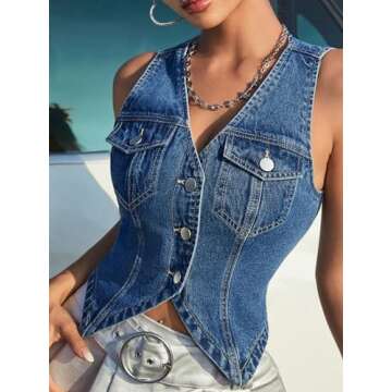 Stylish Verdusa Women's Sleeveless Crop Denim Vest Top