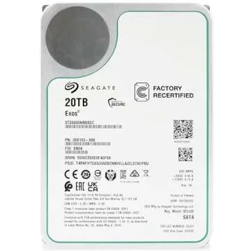 Seagate Exos 20TB 7.2K RPM SATA HDD ST20000NM002C (Renewed)