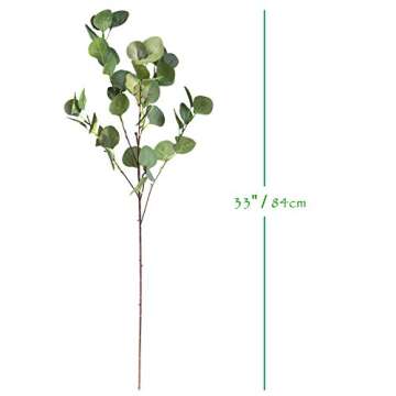 JD Artificial Greenery Plants 5PCS 33" Silver Dollar Eucalyptus Silk Leaf Branches Fake Shrubs Faux ...