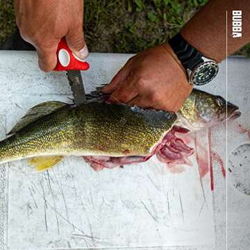 BUBBA 5 Inch Lucky Lew Folding Fillet Knife with Non-Slip Grip Handle, Stainless Steel Blade, Lanyar...