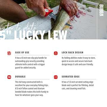 BUBBA 5 Inch Lucky Lew Compact Fillet Knife for Fishing