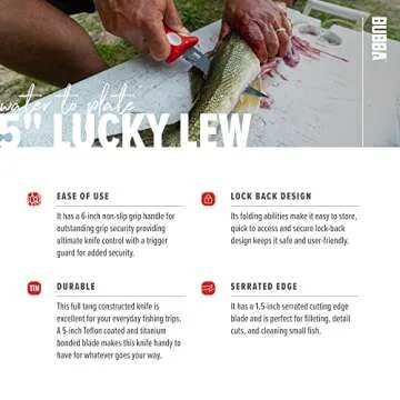 BUBBA 5 Inch Lucky Lew Compact Fillet Knife for Fishing