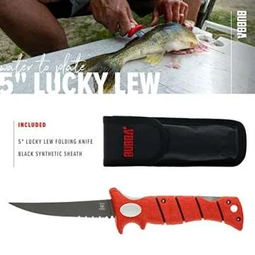 BUBBA 5 Inch Lucky Lew Compact Fillet Knife for Fishing