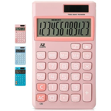 Mr. Pen- Standard Function Calculator, 12 Digits, Small Calculator, Light Pink Solar Calculator, Poc...