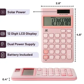 Mr. Pen 12-Digit Pocket Calculator in Light Pink