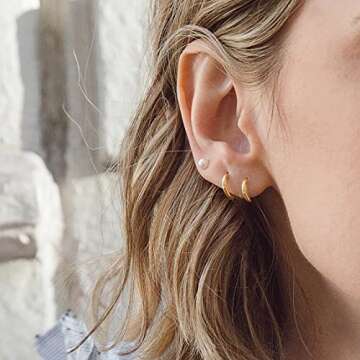 6 Pairs Gold Silver Hoop Earrings for Women Men, Small Endless Stainless Steel Hypoallergenic Earrin...