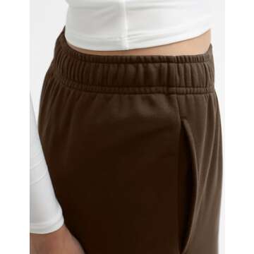 PUMIEY Womens Sweatpants High Waisted Workout Joggers with Pockets Casual Baggy Pants, Chocolate Small