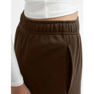 PUMIEY Womens Sweatpants High Waisted Workout Joggers with Pockets Casual Baggy Pants, Chocolate Small