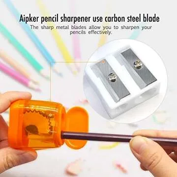 Pencil Sharpener, Manual Pencil Sharpeners, 4PCS Colorful Compact Dual Holes Pencil Sharpeners with Lid, Colored Pencil Sharpener for Kids & Adults, Portable Pencil Sharpener for Travel School Office