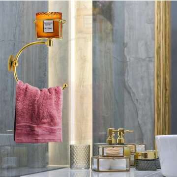Elegant Hand Towel Holder with Candle Holder - Stylish Design for Bathroom, Kitchen, and Entryway