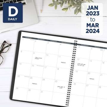 AT-A-GLANCE 2023 Monthly Planner - Large 15 Months, 9"x11", Black