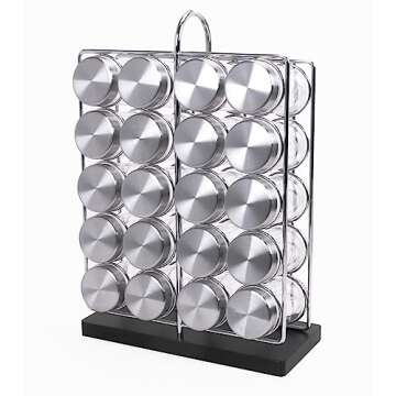 Orii 20 Jar Chrome Wire Spice Rack with Bamboo Base