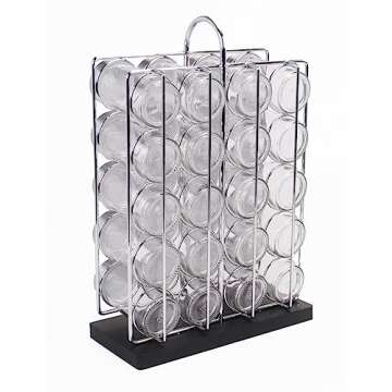 Orii 20 Jar Chrome Wire Spice Rack with Bamboo Base