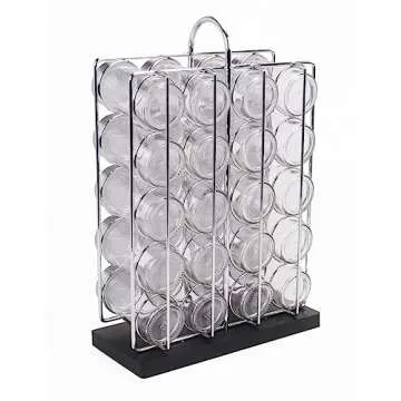 Orii 20 Jar Chrome Wire Spice Rack with Bamboo Base