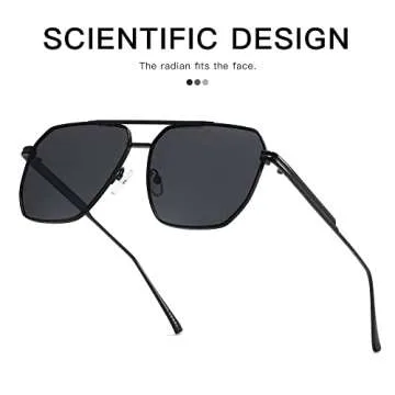 MASDUN Retro Oversized Square Polarized Sunglasses for Women Men Vintage Shades UV400 Classic Metal Sun Glasses (Gold/Black Grey+Black/Black Grey+Gold/Tan)