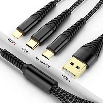2Pack 6FT Multi Charging Cable - 4 in 1 Design Optimized for All
