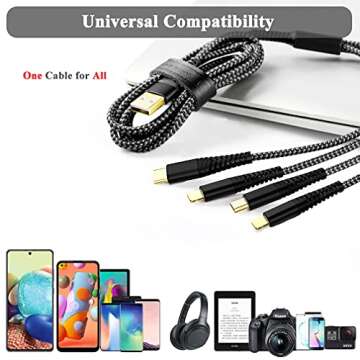 2Pack 6FT Multi Charging Cable - 4 in 1 Design Optimized for All