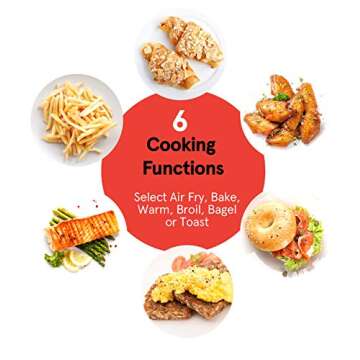 Gourmia GTF7350 6-in-1 Multi-function, Stainless Steel Air Fryer Oven - 6 Cooking Functions - Fry Basket, Oven Rack, Baking Pan & Crumb Tray, Included + Recipe Book