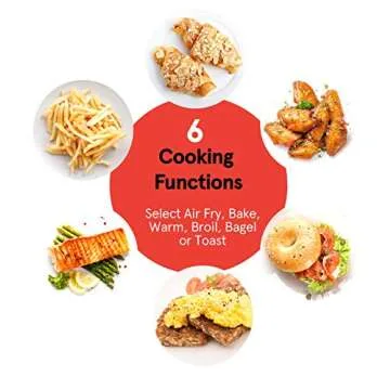 Gourmia GTF7350 6-in-1 Multi-function, Stainless Steel Air Fryer Oven - 6 Cooking Functions - Fry Basket, Oven Rack, Baking Pan & Crumb Tray, Included + Recipe Book