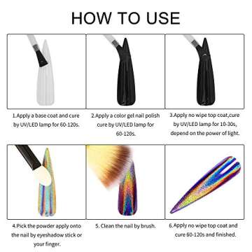 Artdone 20 Jars Chrome Nail Powder Set Metallic Mirror Effect Holographic Aurora Chameleon Pigment 1g/Jar for Nail Art Glitters Gel Polish Supply Mermaid Unicorn Kit