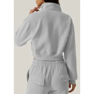 QINSEN Athleisure Women’s Crop Sweatshirt Half Zip