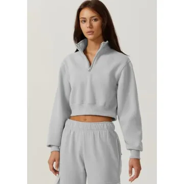 QINSEN Athleisure Women’s Crop Sweatshirt Half Zip