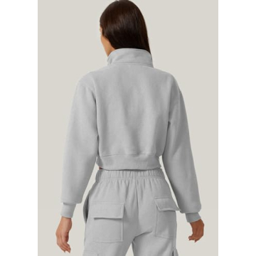 QINSEN Athleisure Women’s Crop Sweatshirt Half Zip