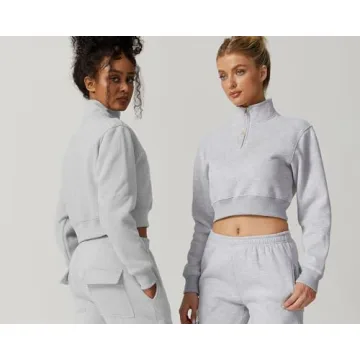 QINSEN Athleisure Women’s Crop Sweatshirt Half Zip